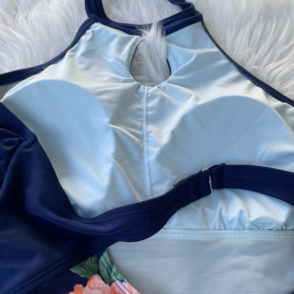 NWT - CUPSHE women’s floral Ruched Tummy control one piece bathing suit size XL - Picture 7 of 12